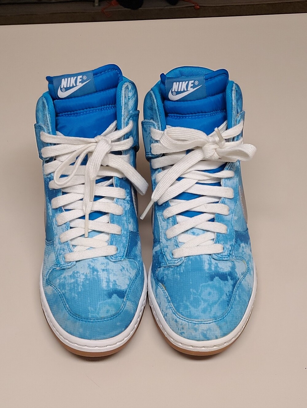 Nike Dunk Sky Hi Clearwater print casual wedge skateboard sneakers size 8 - Picture 3 of 9